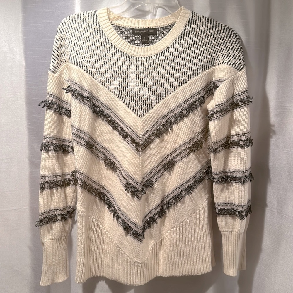 Banana Republic Women's Chevron Mixed Fringe Sweater